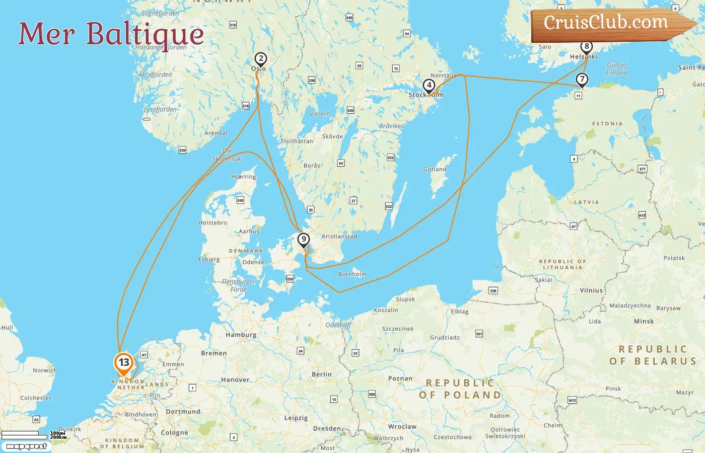 Croisière en mer Baltique au départ d`Amsterdam à bord du navire Celebrity Eclipse avec des escales aux Pays-Bas, en Norvège, en Suède, en Estonie, en Finlande et au Danemark pendant 13 jours
