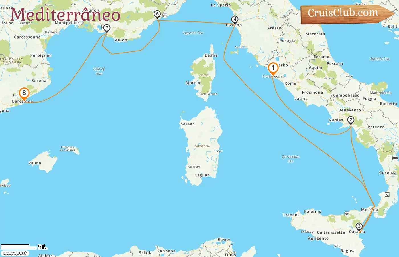 Cruzeiro no Mediterrâneo de Civitavecchia a Barcelona a bordo do navio Norwegian Epic com visitas à Itália, França e Espanha por 8 dias