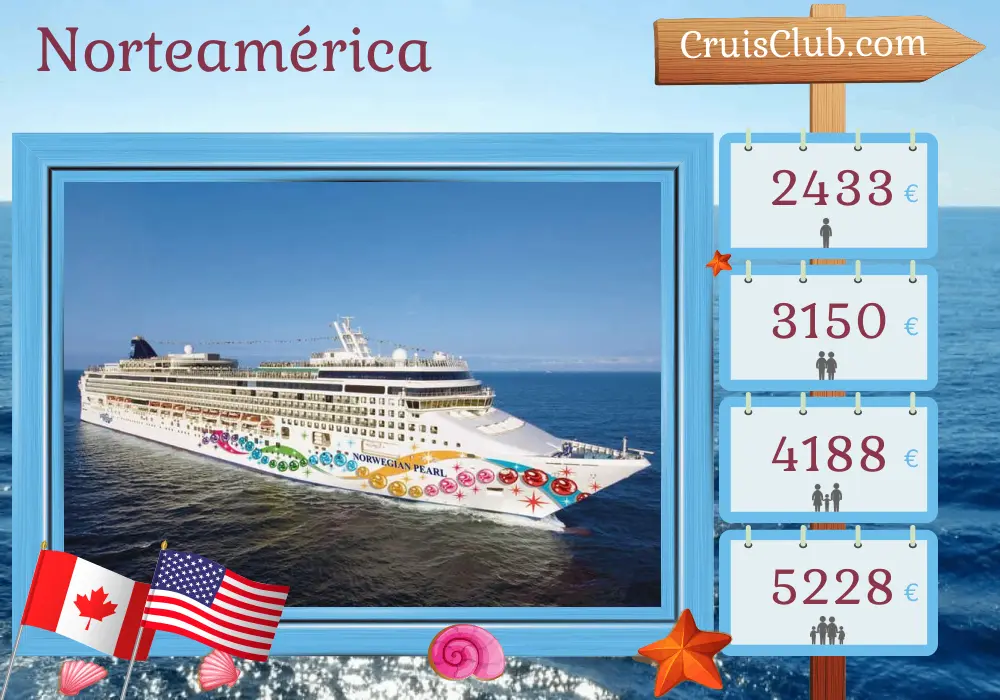 Crucero en América del Norte desde Quebec hasta Filadelfia a bordo del barco Norwegian Pearl con visitas a Canadá y Estados Unidos durante 11 días