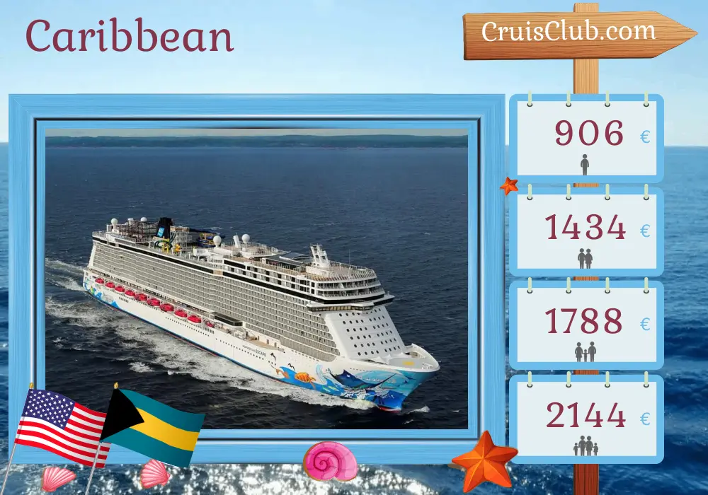 Cruise in the Caribbean from Port Canaveral / Orlando aboard Norwegian Escape ship with visits to USA and Bahamas for 4 days
