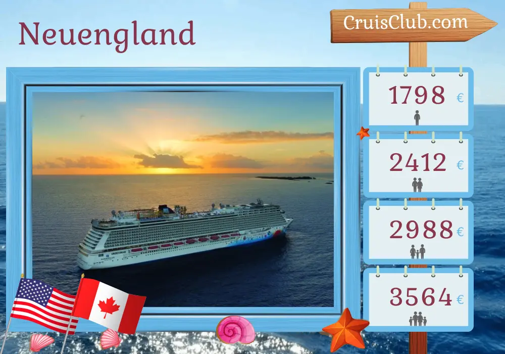 Kreuzfahrt in Neuengland ab Boston an Bord des Schiffes Norwegian Breakaway mit Besuchen in den USA und Kanada für 8 Tage