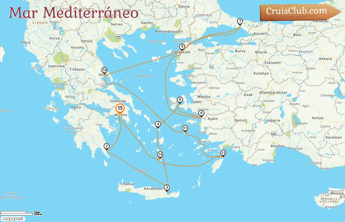 Crucero por el Mediterráneo desde El Pireo a bordo del barco Seabourn Ovation con visitas a Grecia y Turquía durante 15 días