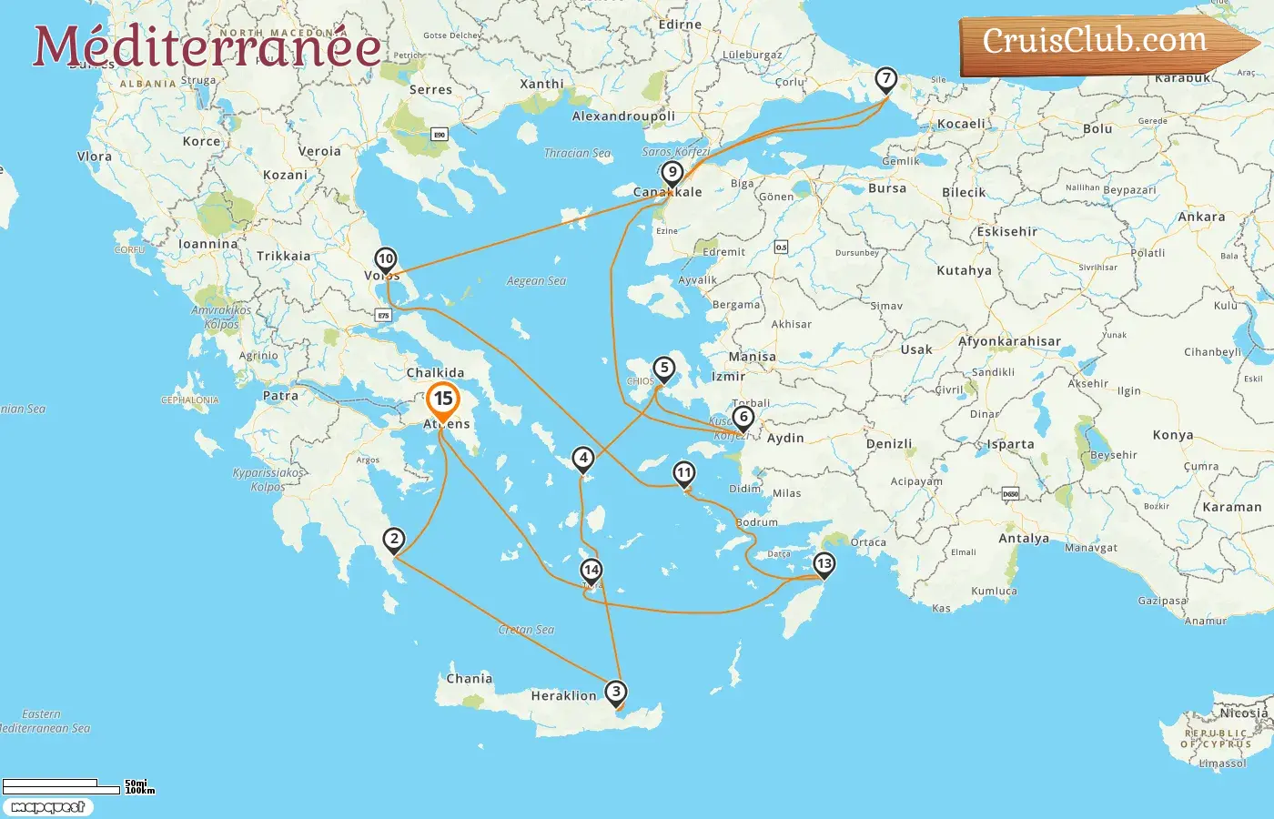 Croisière dans la Méditerranée depuis Le Pirée à bord du navire Seabourn Ovation avec escales en Grèce et Turquie pendant 15 jours