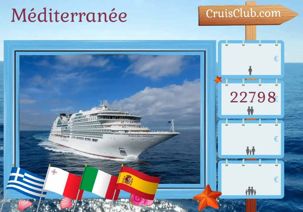 Croisière en Méditerranée de Istanbul à Lisbonne à bord du navire Seabourn Ovation avec des visites en Turquie, en Grèce, à Malte, en Italie et en Espagne pendant 23 jours