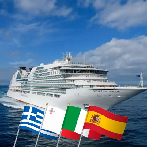Круиз по Средиземноморью из Стамбула в Лиссабон на борту судна Seabourn Ovation с посещением Турции, Греции, Мальты, Италии и Испании на протяжении 23 дней