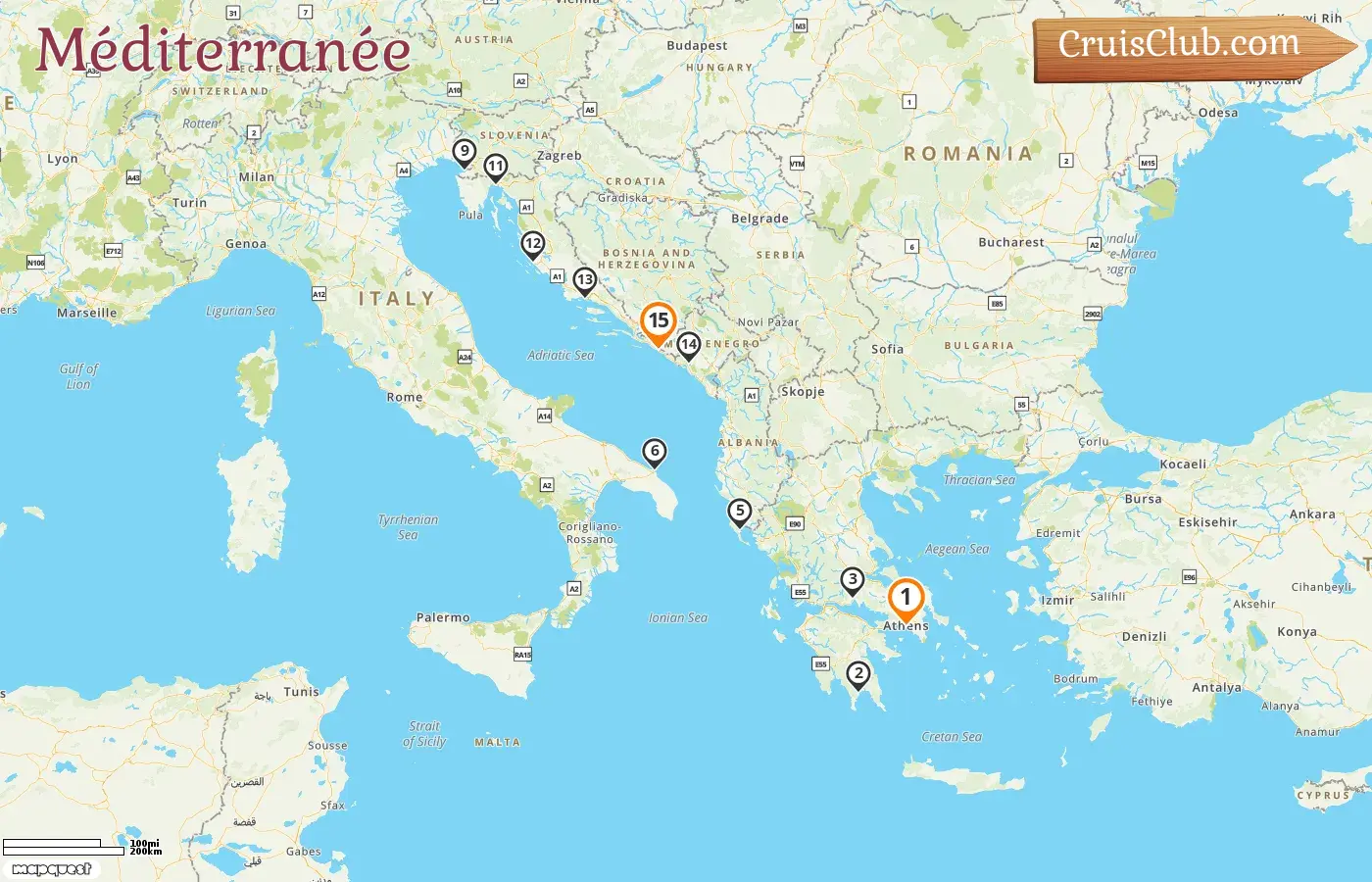 Croisière en Méditerranée de Pirée à Dubrovnik à bord du navire Seabourn Ovation avec des visites en Grèce, en Italie, au Monténégro, en Croatie et en Slovénie pendant 15 jours