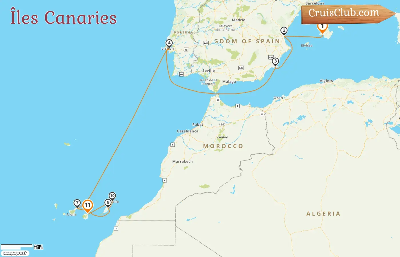 Croisière dans les îles Canaries de Palma à Las Palmas à bord du navire AIDAbella avec des visites en Espagne pendant 11 jours