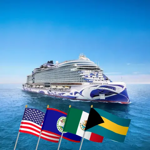 Cruzeiro no Caribe Ocidental saindo de Miami a bordo do navio Norueguês Viva com visitas aos EUA, Honduras, Belize, México e Bahamas por 8 dias