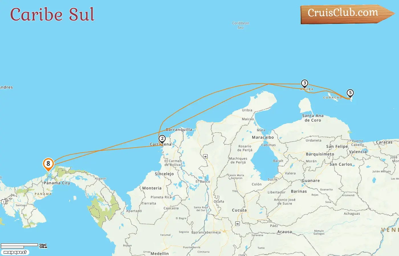 Cruzeiro no Sul do Caribe saindo de Colônia a bordo do navio Grandeur of the Seas com visitas ao Panamá, Colômbia e Aruba por 8 dias