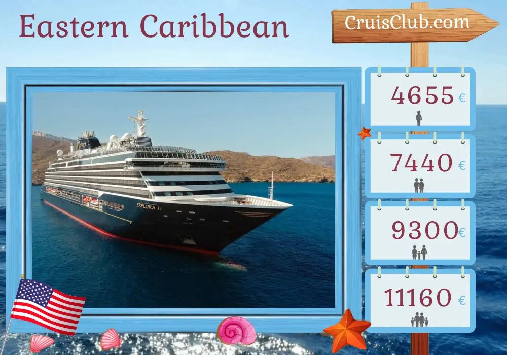 Cruise in the Eastern Caribbean from Miami to Saint John aboard EXPLORA II ship with visits to USA, Dominican Republic, Saint Martin, and Puerto Rico for 8 days