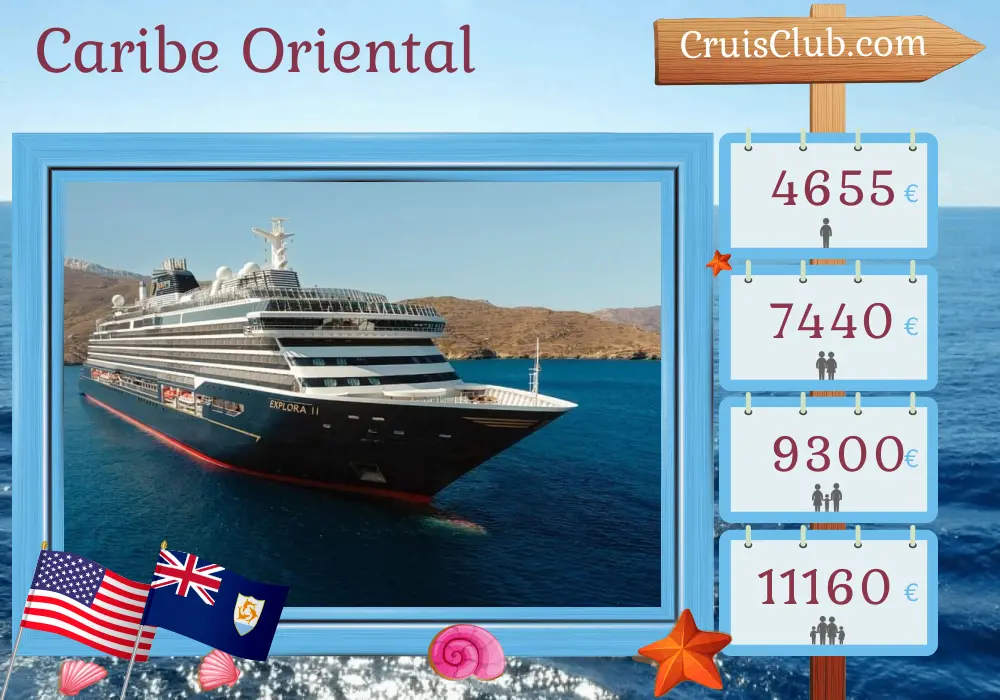 Crucero por el Caribe Oriental desde Miami a Saint John a bordo del barco EXPLORA II con visitas a EE. UU., República Dominicana y Puerto Rico durante 8 días