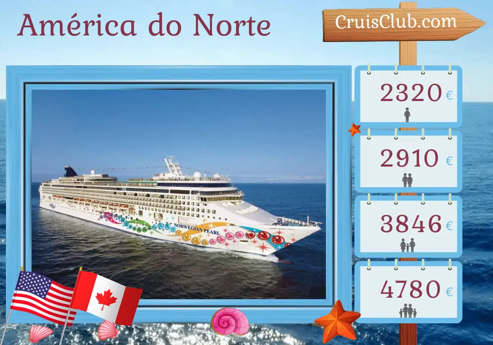 Cruzeiro na América do Norte de Filadélfia a Quebec a bordo do navio Norwegian Pearl com visitas aos EUA e Canadá por 12 dias