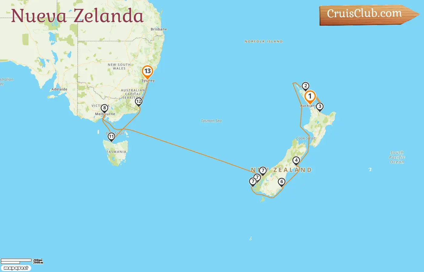 Crucero en Nueva Zelanda desde Auckland a Sídney a bordo del barco Norwegian Spirit con visitas a Nueva Zelanda y Australia durante 13 días