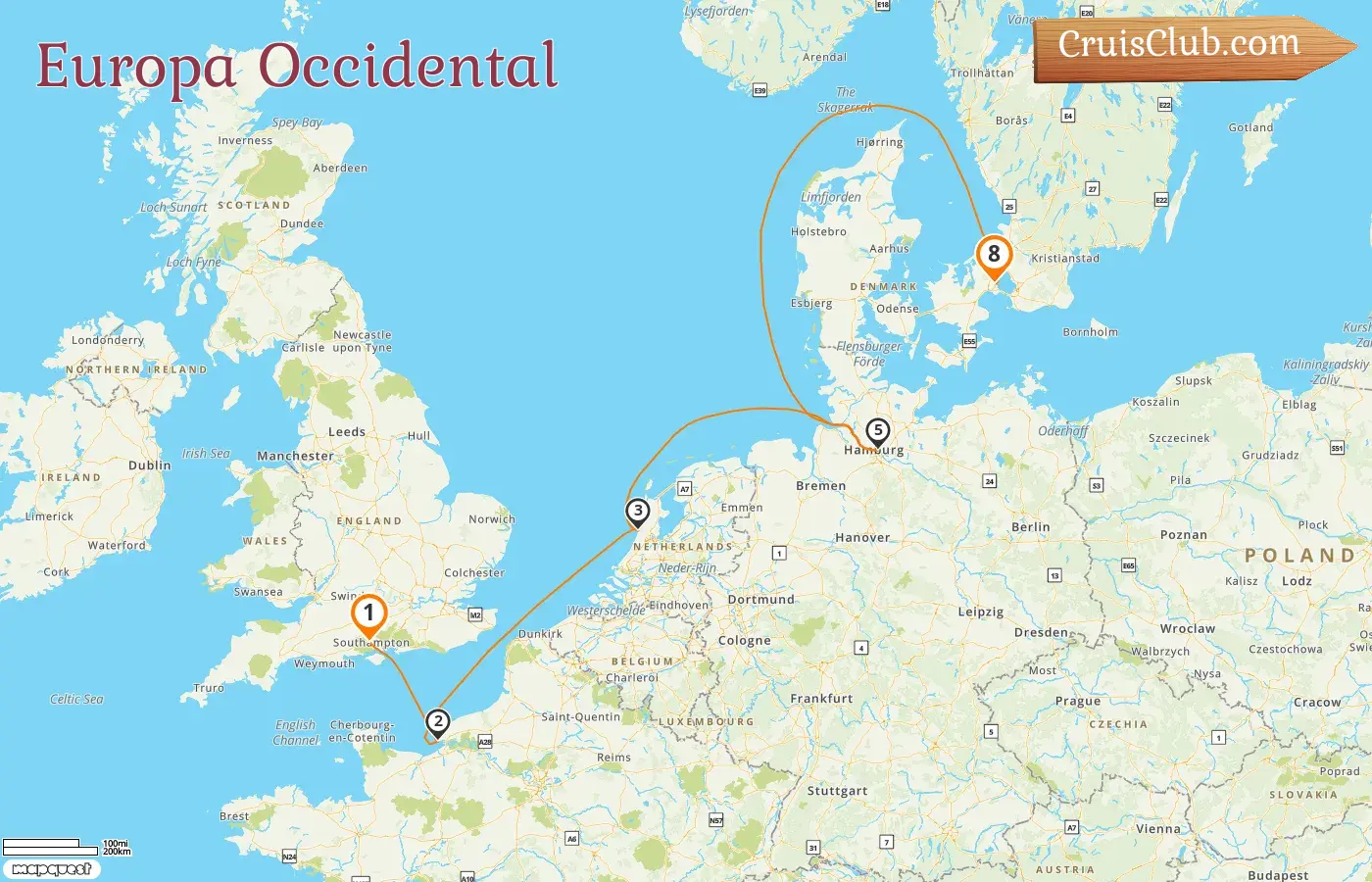 Crucero por Europa Occidental desde Southampton a Copenhague a bordo del barco Norwegian Star con escalas en Francia, Países Bajos, Alemania y Dinamarca por 8 días