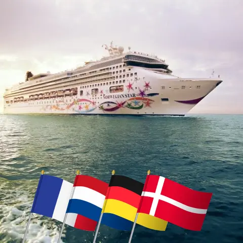 Crucero por Europa Occidental desde Southampton a Copenhague a bordo del barco Norwegian Star con escalas en Francia, Países Bajos, Alemania y Dinamarca por 8 días
