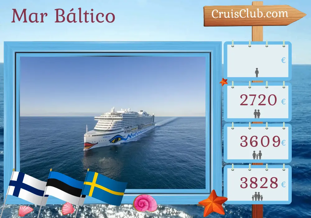 Crucero en el Mar Báltico desde Kiel a bordo del barco AIDAprima con visitas a Finlandia, Estonia y Suecia durante 8 días