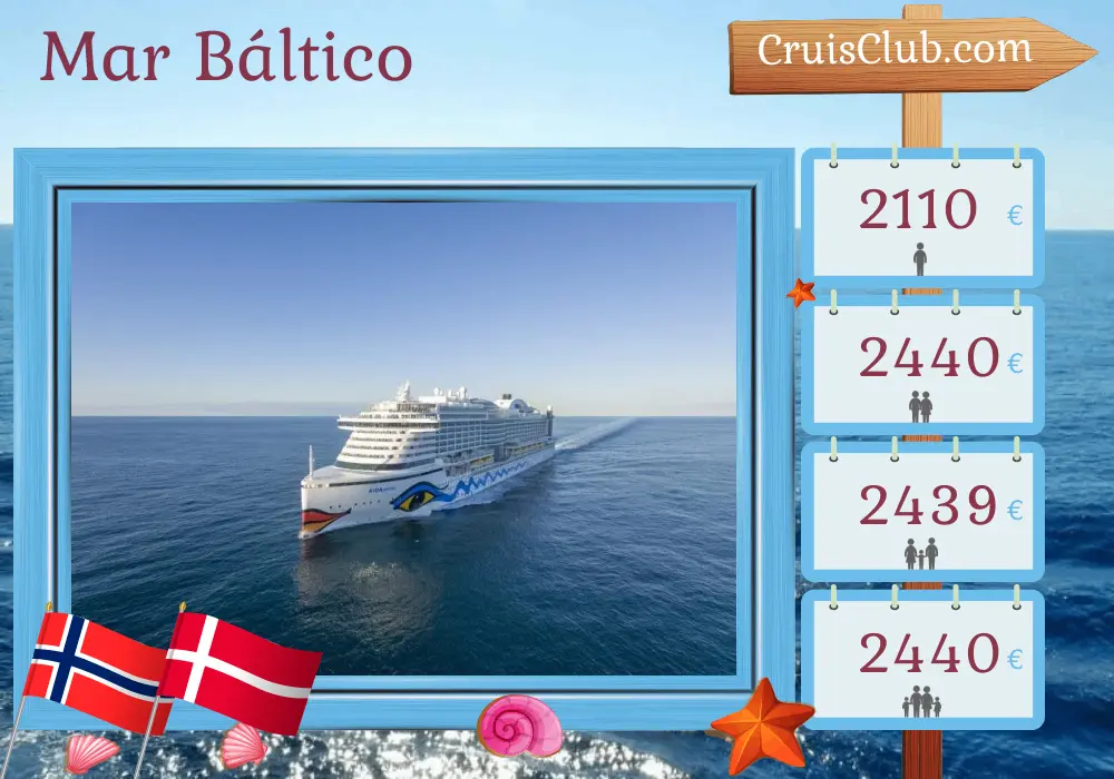 Cruzeiro no Mar Báltico a partir de Kiel a bordo do navio AIDAprima com visitas à Noruega e Dinamarca por 11 dias