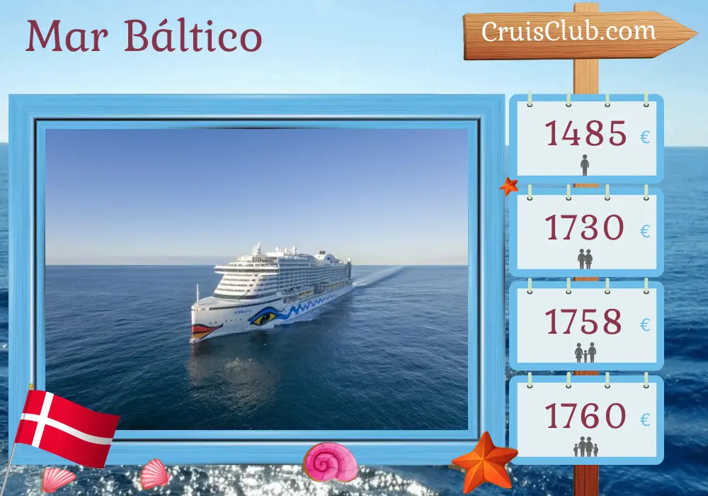 Cruzeiro no Mar Báltico saindo de Kiel a bordo do navio AIDAprima com visitas à Polônia e Dinamarca por 8 dias