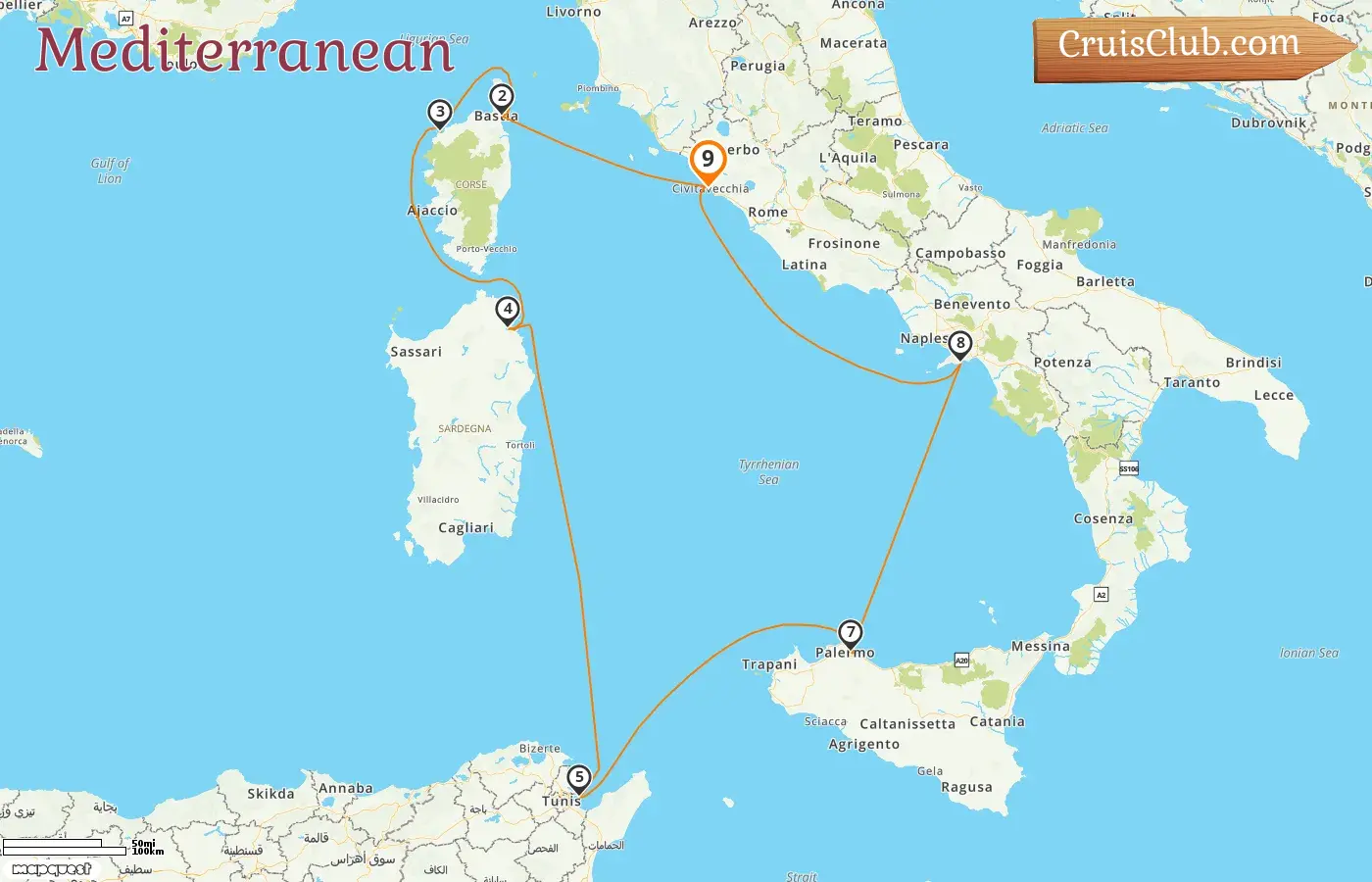 Cruise in the Mediterranean from Civitavecchia aboard Seabourn Ovation ship with visits to Italy, France, and Tunisia for 9 days