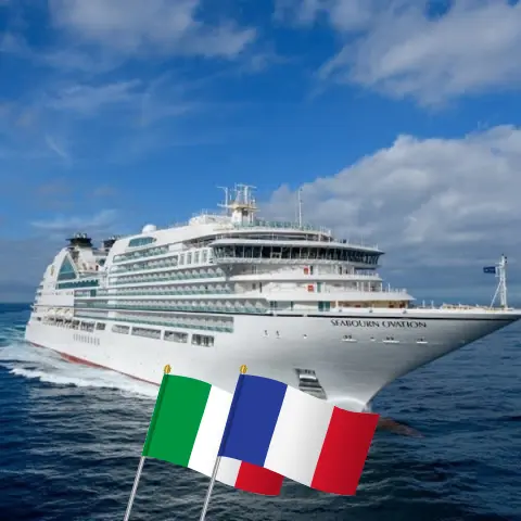 Cruise in the Mediterranean from Civitavecchia aboard Seabourn Ovation ship with visits to Italy, France, and Tunisia for 9 days