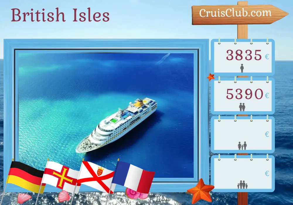 Cruise in the British Isles from Hamburg aboard MS Hamburg ship with visits to Germany, Guernsey, Jersey, and France for 12 days