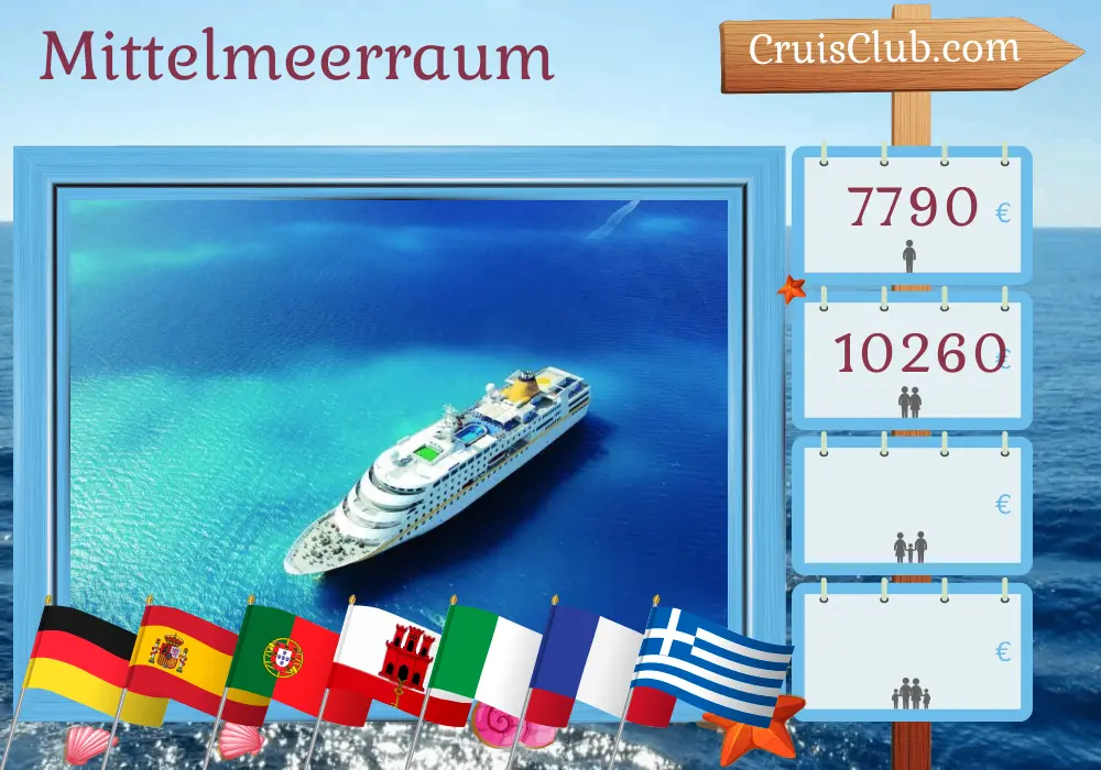 Kreuzfahrt im Mittelmeer von Hamburg nach Istanbul an Bord des MS Hamburg-Schiffs mit Stopps in Deutschland, Spanien, Portugal, Gibraltar, Italien, Frankreich, Griechenland und der Türkei für 29 Tage