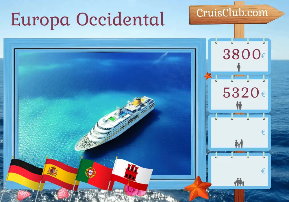 Crucero por Europa Occidental desde Hamburgo a Ibiza a bordo del barco MS Hamburg con visitas a Alemania, España, Portugal y Gibraltar durante 13 días