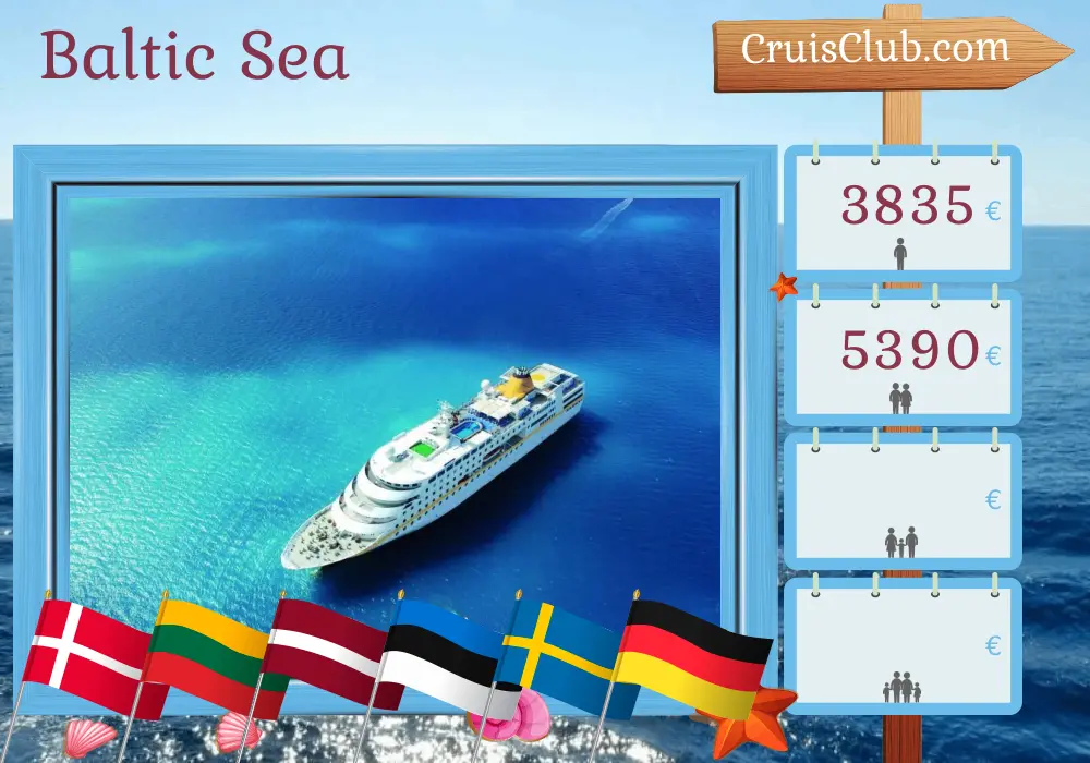 Cruise in the Baltic Sea from Kiel to Hamburg aboard MS Hamburg ship with visits to Denmark, Poland, Lithuania, Latvia, Estonia, Sweden, and Germany for 12 days