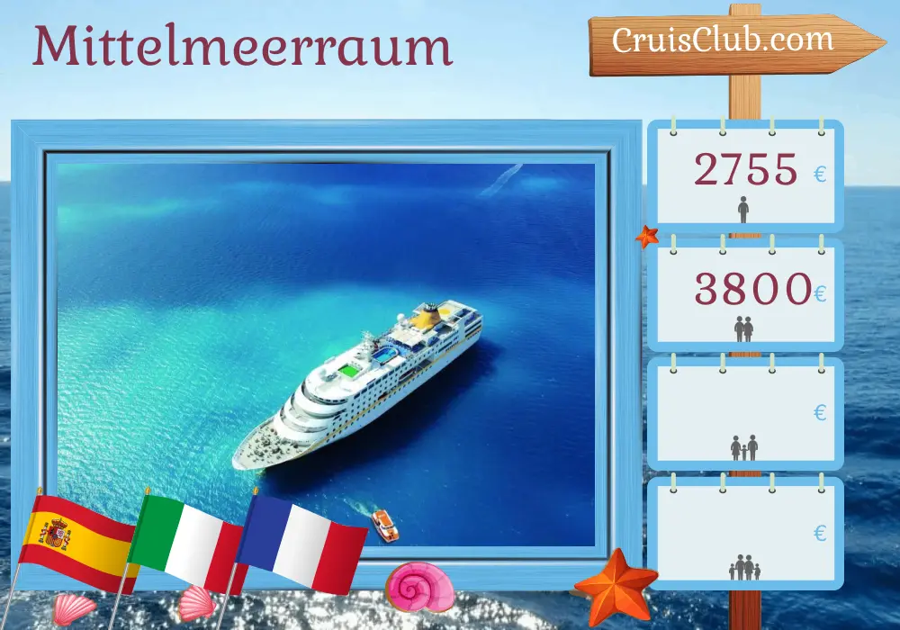 Kreuzfahrt im Mittelmeer von Ibiza nach Nizza an Bord des MS Hamburg-Schiffes mit Stopps in Spanien, Italien und Frankreich für 8 Tage
