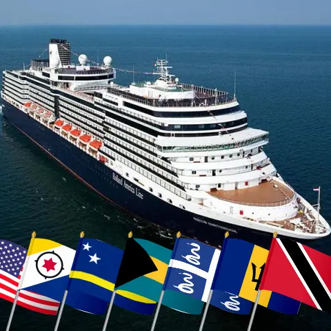 Croisière dans les Caraïbes au départ de Fort Lauderdale à bord du navire Nieuw Amsterdam avec escales aux États-Unis, à Curaçao, aux Bahamas, en Martinique, à la Barbade et à Trinité-et-Tobago pendant 22 jours