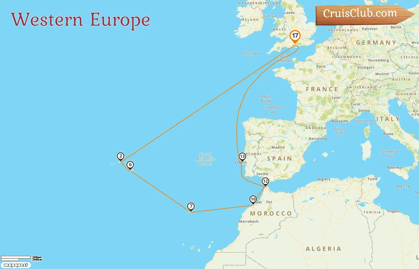 Cruise in the Western Europe from Southampton aboard Queen Victoria ship with visits to Portugal and Morocco for 17 days