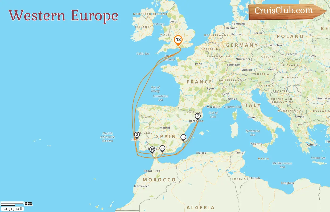 Cruise in the Western Europe from Southampton aboard Queen Victoria ship with visits to Spain for 13 days