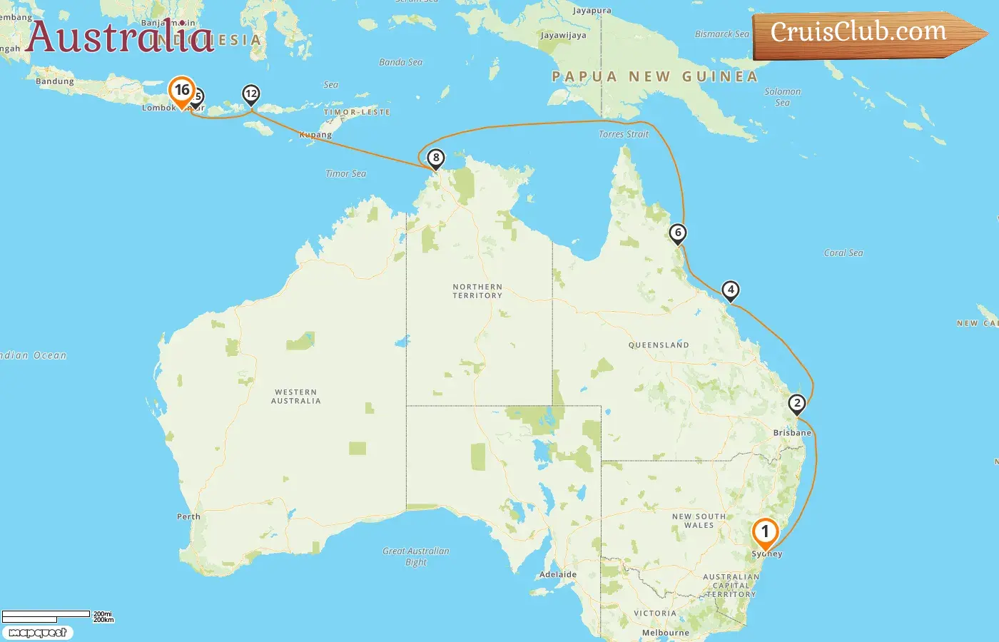 Cruise in the Australia from Sydney to Benoa aboard Oceania Vista ship with visits to Australia and Indonesia for 16 days