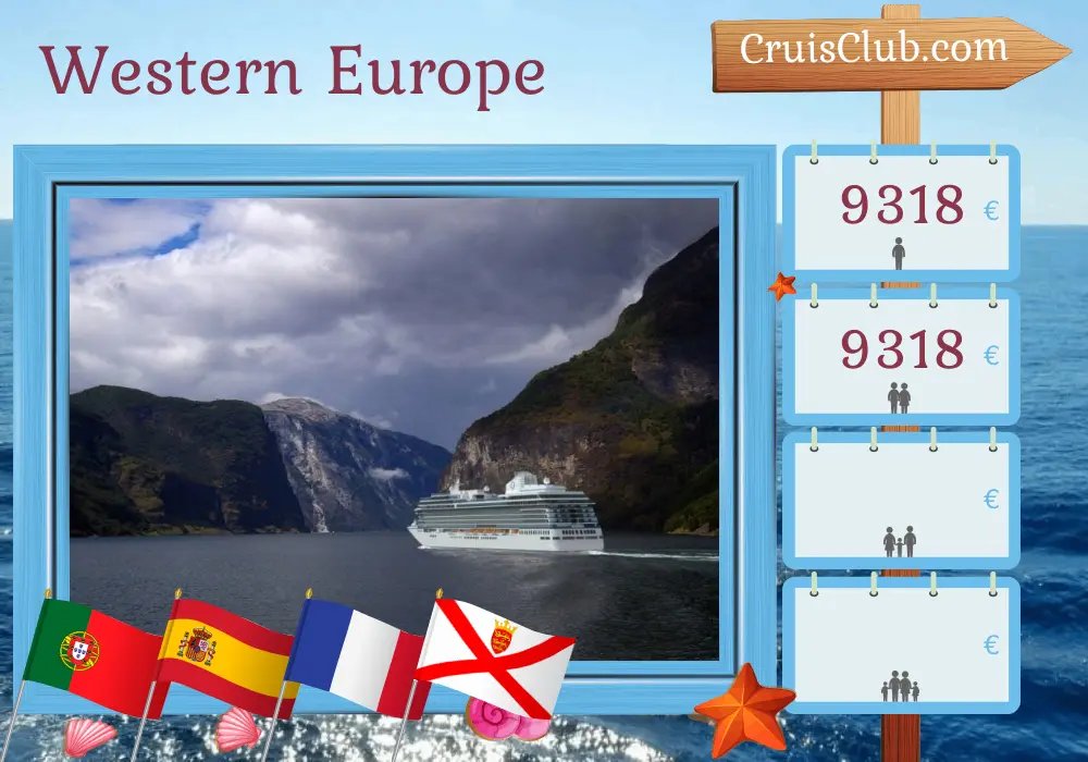 Cruise in the Western Europe from Lisbon to Southampton aboard Oceania Vista ship with visits to Portugal, Spain, France, and Jersey for 12 days