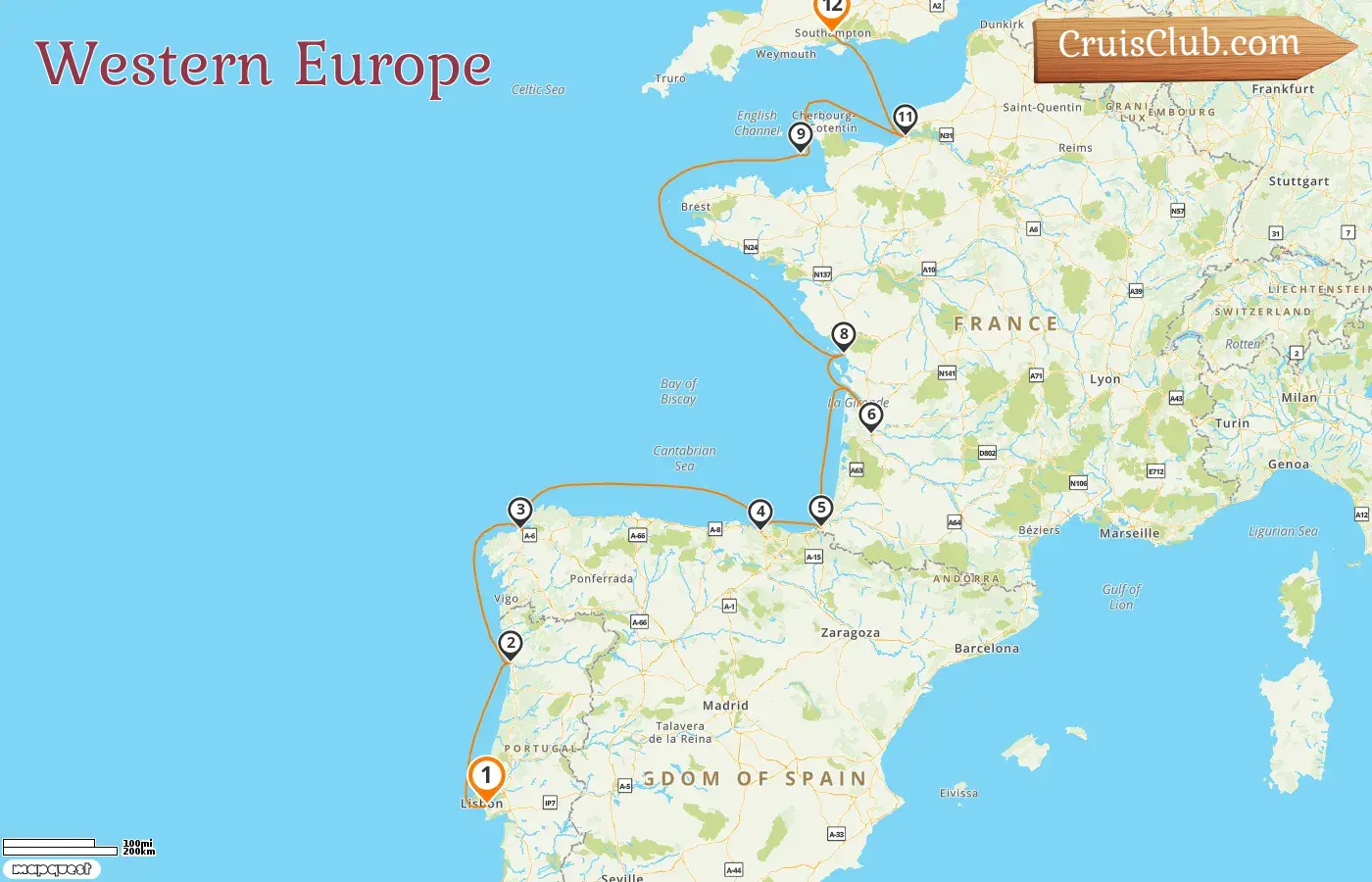 Cruise in the Western Europe from Lisbon to Southampton aboard Oceania Vista ship with visits to Portugal, Spain, France, and Jersey for 12 days
