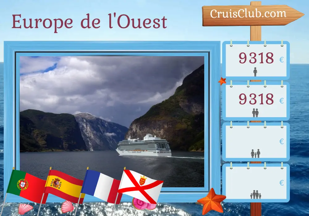 Croisière dans l`Europe de l`Ouest de Lisbonne à Southampton à bord du navire Oceania Vista avec des visites au Portugal, en Espagne, en France et à Jersey pendant 12 jours