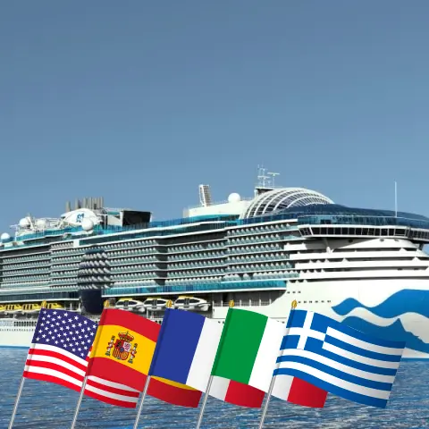 Croisière en Transatlantique de Fort Lauderdale à Le Pirée à bord du navire Sun Princess avec des visites aux États-Unis, en Espagne, en France, en Italie, en Grèce et en Turquie pendant 24 jours