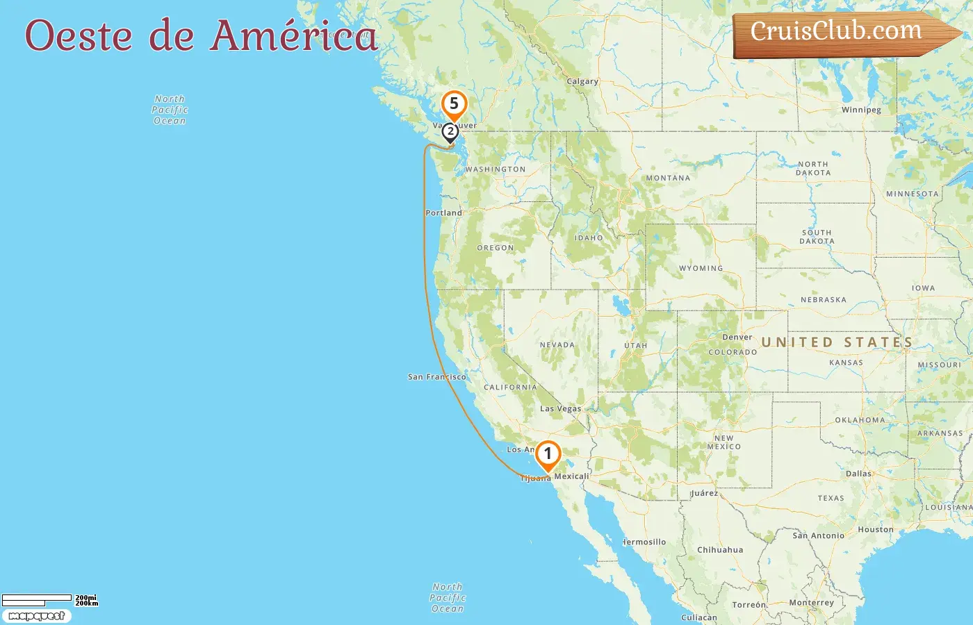 Crucero por el Oeste de América de San Diego a Vancouver a bordo del barco Zaandam con visitas a EE.UU. y Canadá durante 5 días