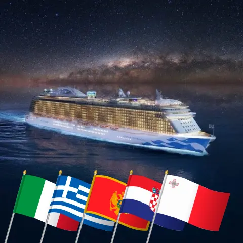 Kreuzfahrt im Mittelmeerraum von Civitavecchia an Bord des Schiffes Enchanted Princess mit Besuchen in Italien, Griechenland, Montenegro, Kroatien und Malta für 11 Tage