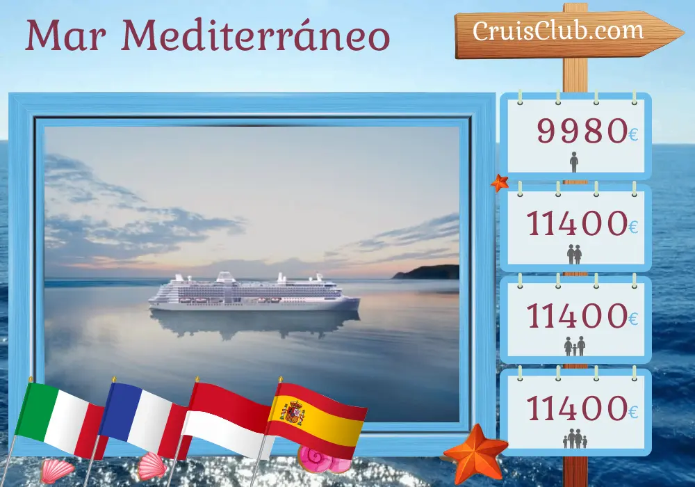 Crucero por el Mediterráneo de Civitavecchia a Barcelona a bordo del barco Silver Ray con visitas a Italia, Francia, Mónaco y España durante 14 días