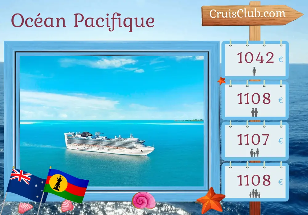 Croisière dans l`océan Pacifique au départ de Sydney à bord du navire Carnival Adventure avec des escales en Australie, en Nouvelle-Calédonie et au Vanuatu pendant 10 jours