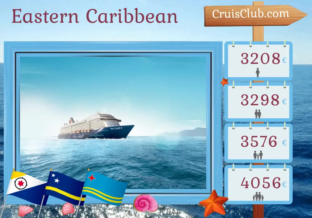Kreuzfahrt in der östlichen Karibik ab La Romana an Bord des Schiffes Mein Schiff 5 mit Stopps in Curaçao, Aruba und der Dominikanischen Republik für 15 Tage