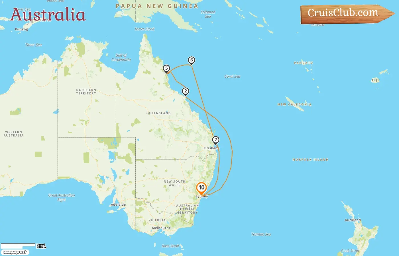 Cruise in the Australia from Sydney aboard Carnival Adventure ship with visits to Australia for 10 days