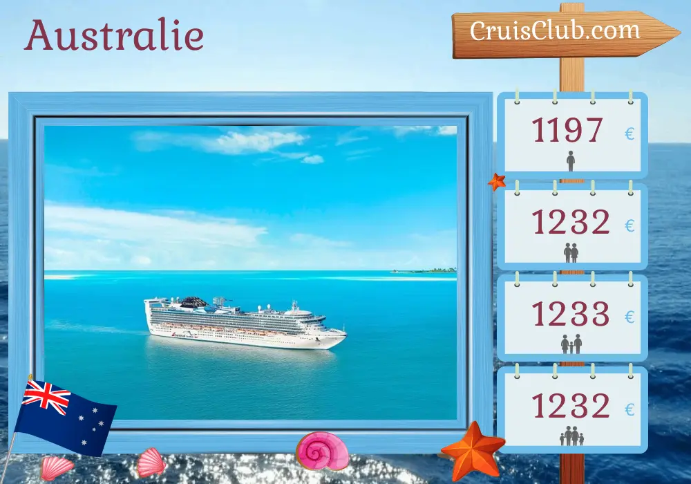 Croisière en Australie au départ de Sydney à bord du bateau Carnival Adventure avec des visites en Australie pendant 10 jours