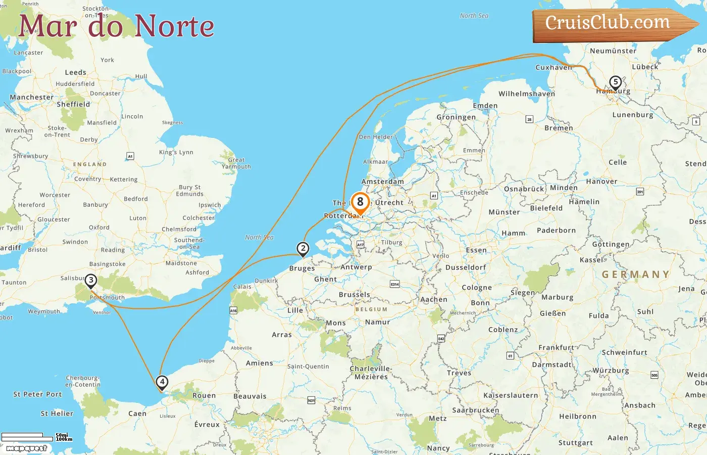 Cruzeiro no Mar do Norte a partir de Roterdã a bordo do navio MSC Preziosa com visitas à Bélgica, França e Alemanha por 8 dias