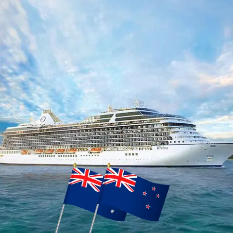 Cruise in the Australia from Sydney to Auckland aboard Oceania Riviera ship with visits to Australia, Indonesia, and New Zealand for 41 days