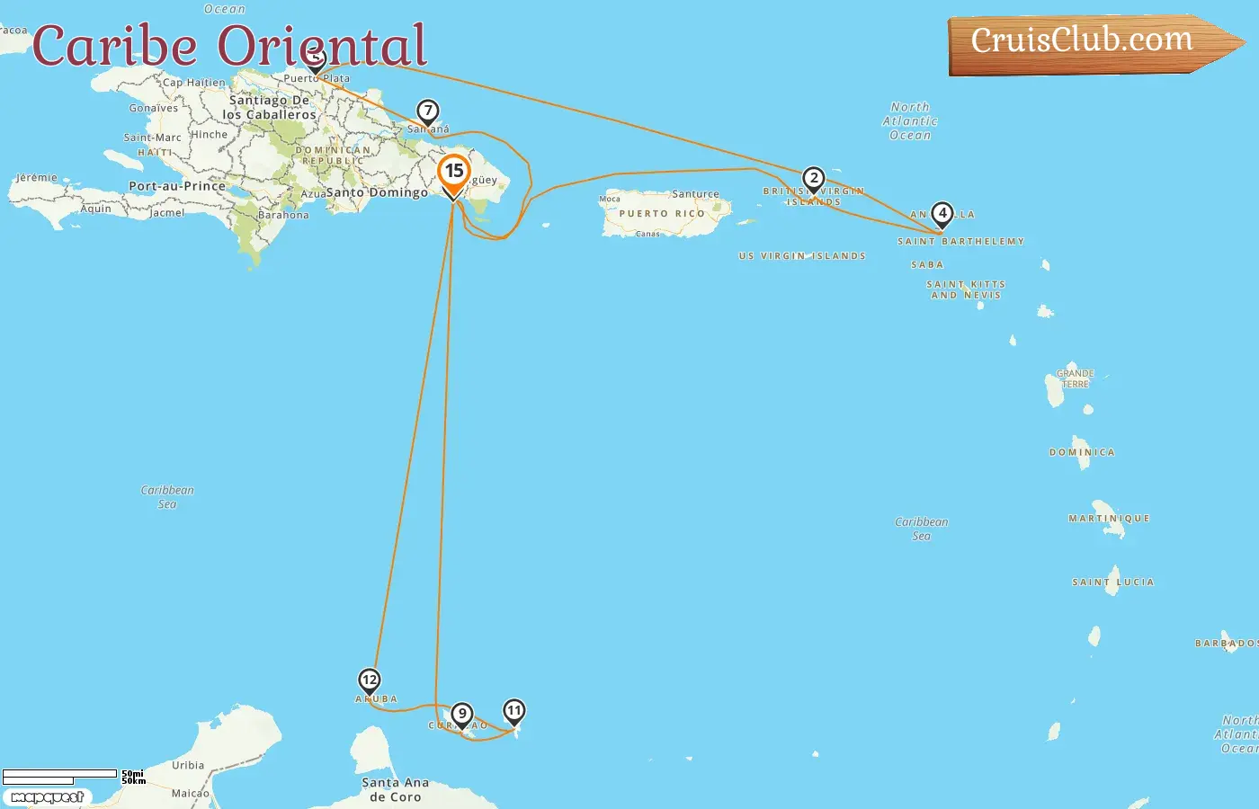 Cruzeiro no Caribe Oriental de La Romana a bordo do navio Mein Schiff 5 com visitas à República Dominicana, Curaçao e Aruba por 15 dias