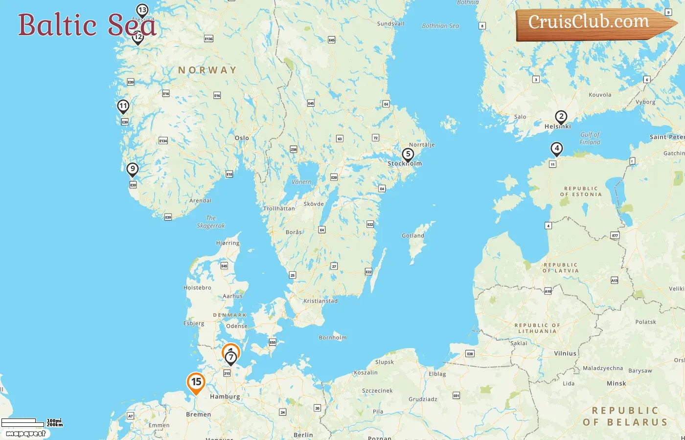 Cruise in the Baltic Sea from Kiel to Bremerhaven aboard Mein Schiff 3 ship with visits to Finland, Estonia, Sweden, Norway, and Germany for 15 days