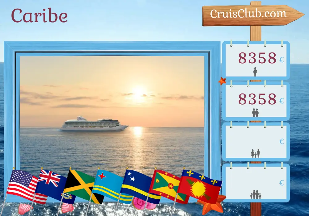 Crucero por el Caribe desde Miami a bordo del barco Oceania Allura con visitas a EE. UU., Islas Caimán, Jamaica, Aruba, Curazao, Granada, Guadalupe e Islas Vírgenes Británicas durante 14 días