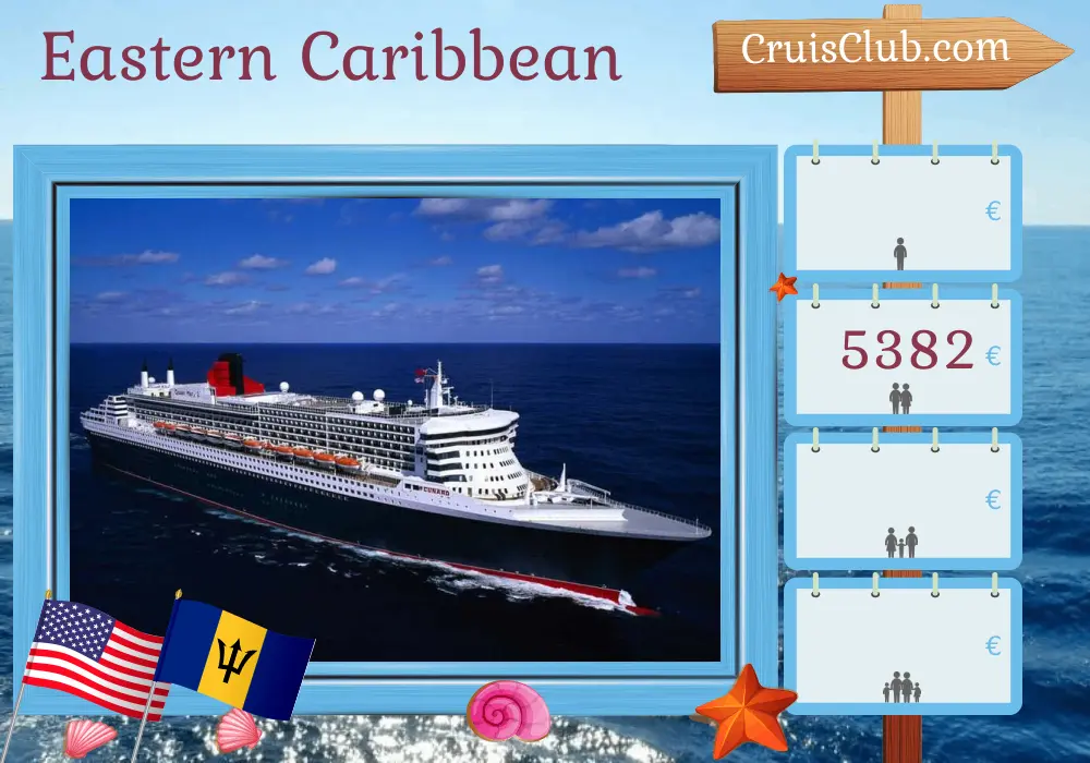 Cruise in the Eastern Caribbean from New York aboard Queen Mary 2 ship with visits to USA and Barbados for 14 days